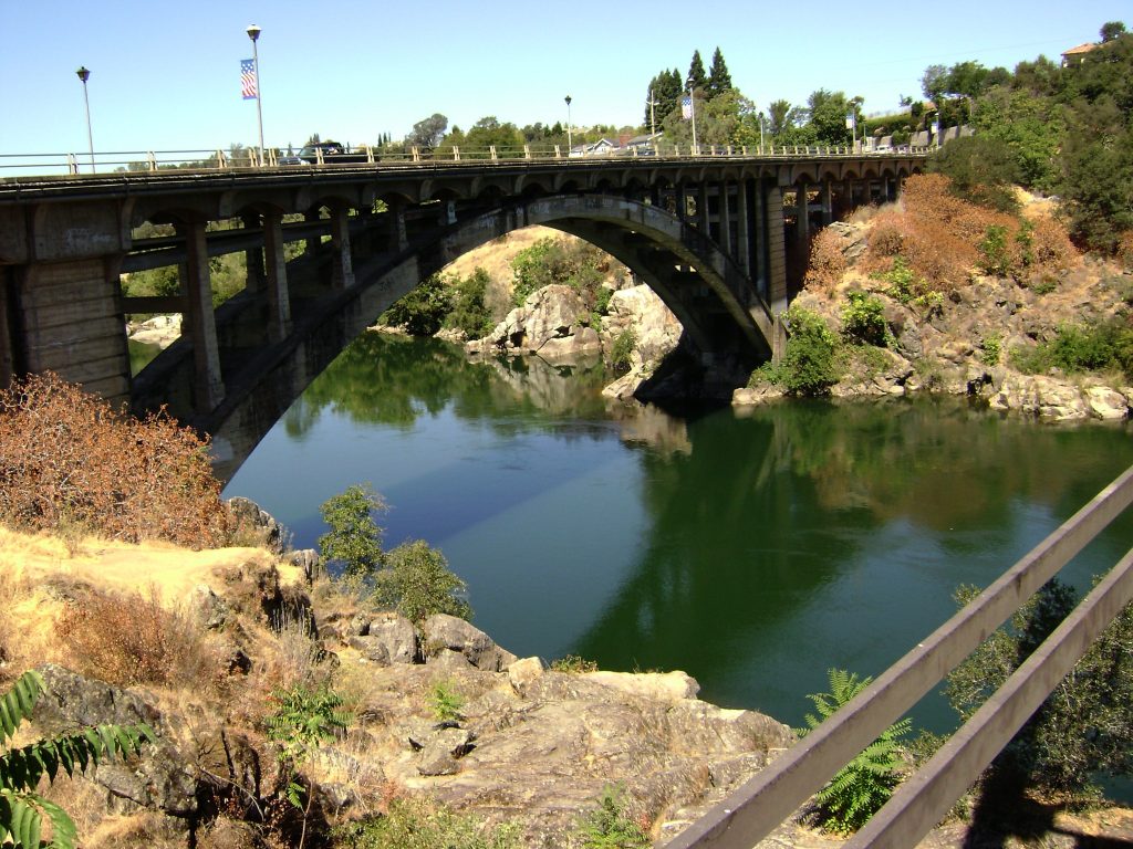 Rainbow Bridge over the American River in Folsom, California